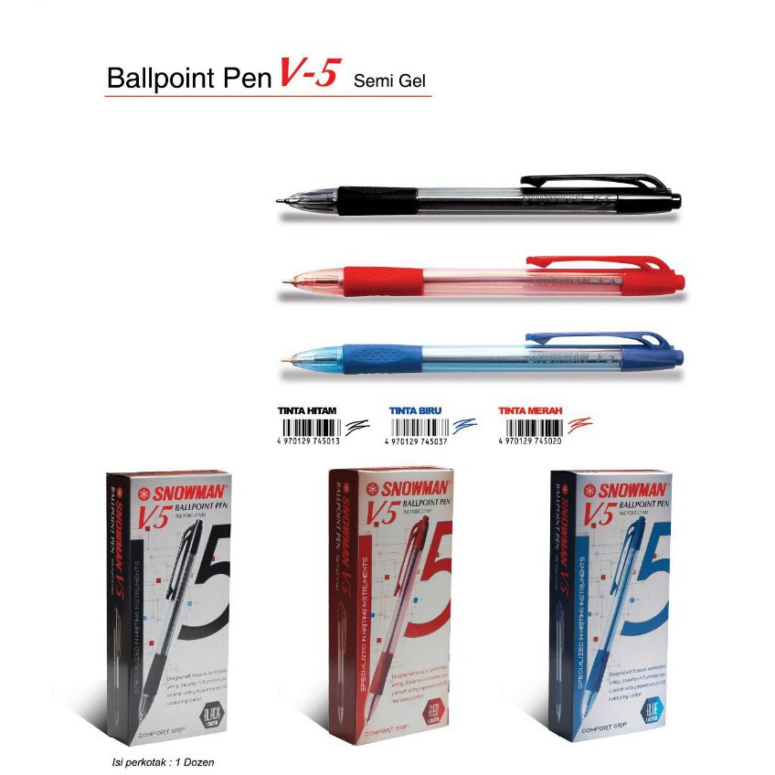 

Snowman Pulpen/Ballpoint/Ballpen V5 Biru 0,7Mm