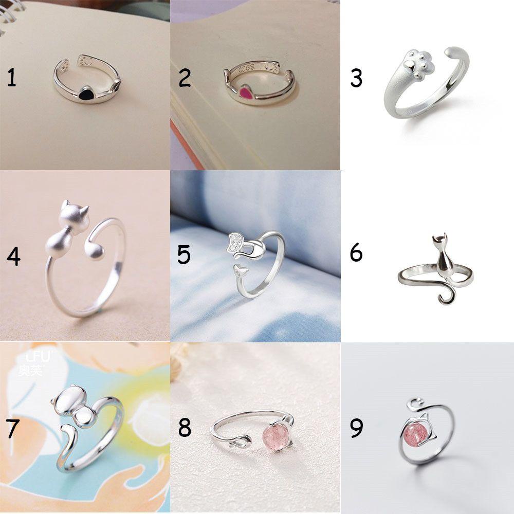 Cincin Model Terbuka Desain Telinga Kucing Nanas Bahan Alloy Untuk Wanita