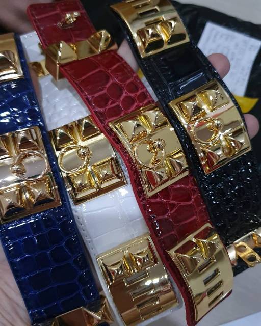 Restok Gelang cdc mendor kulit croco gelang plat gold /gelang fashion import