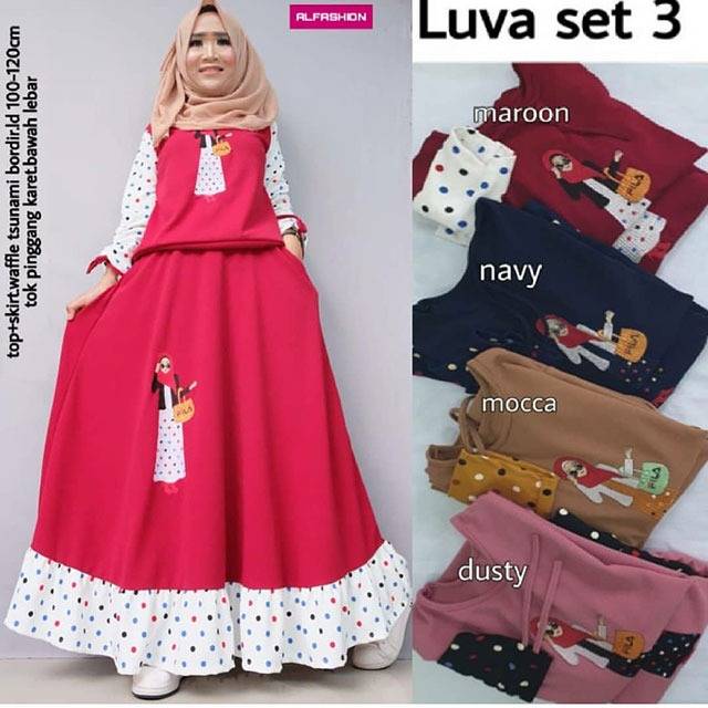 Baju set luva_3 muslim atasan rok mojokerto jatim