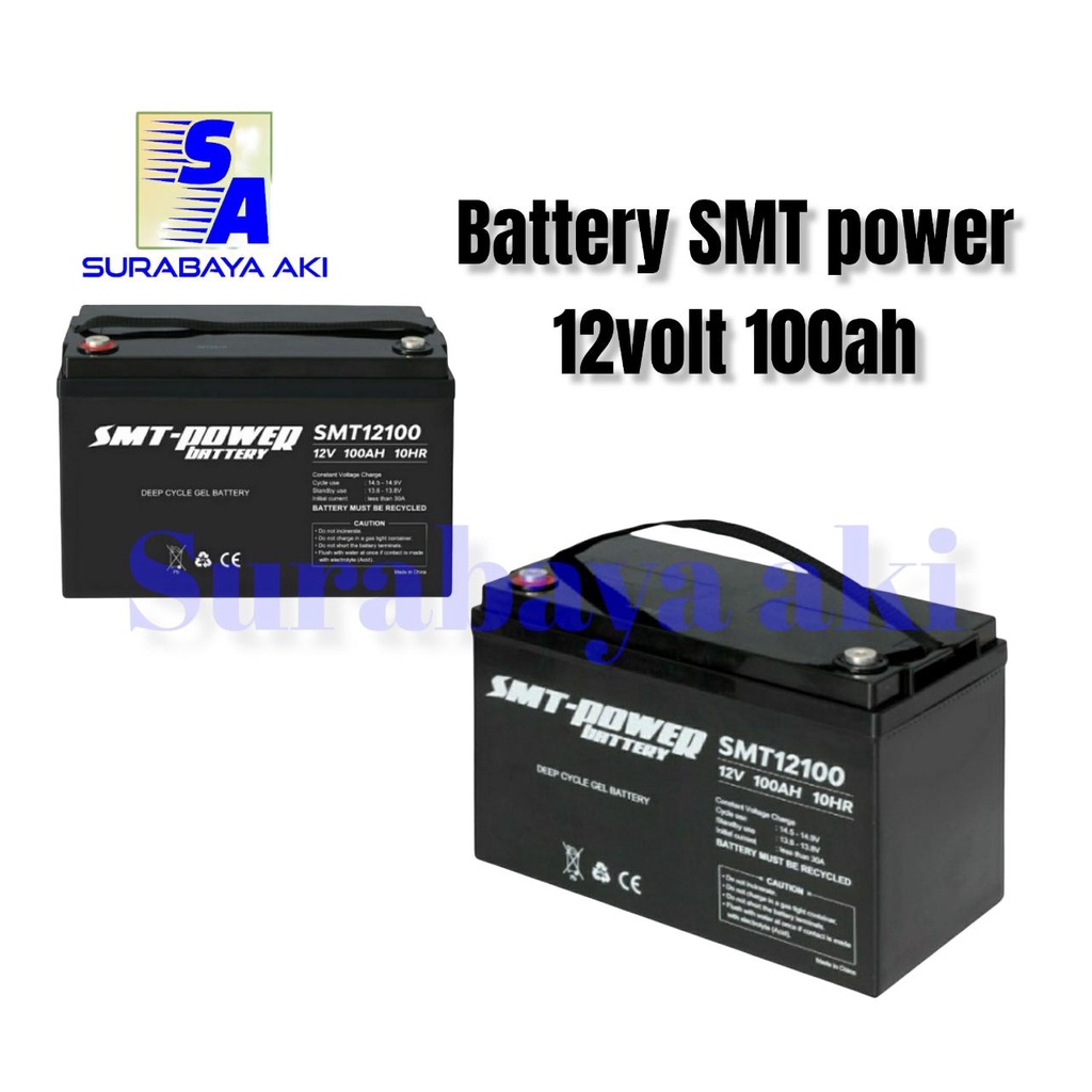 battery VRLA Aki Solar Panel baterai kering aki UPS12V 100AH 100AMPERE 12VOLT Battery SMT- POWER / Battery Deep Cycle / Baterai Aki Kering 12V 100Ah