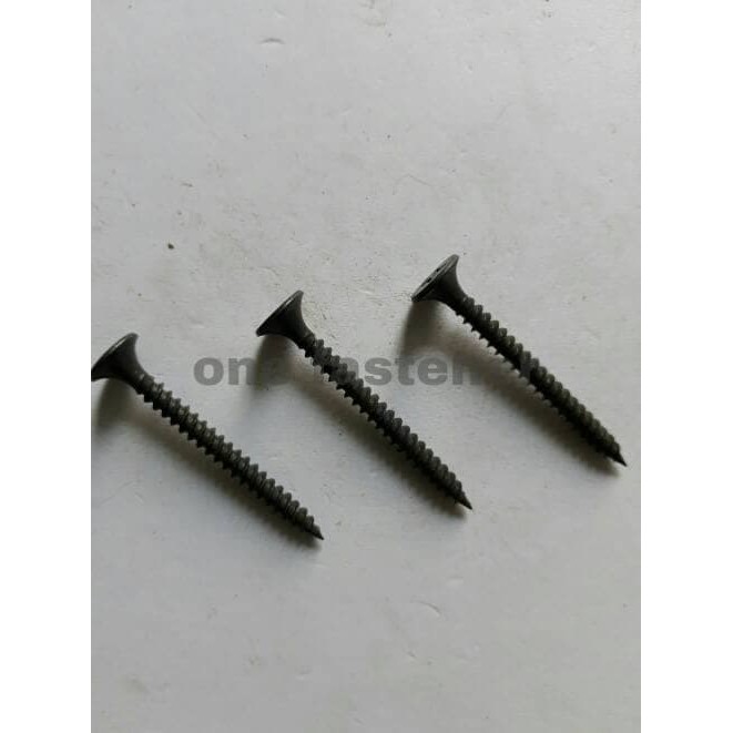 100 PC Sekrup Skrup Gypsum wall screw 6x11/4 Draywall screw Hitam 3CM