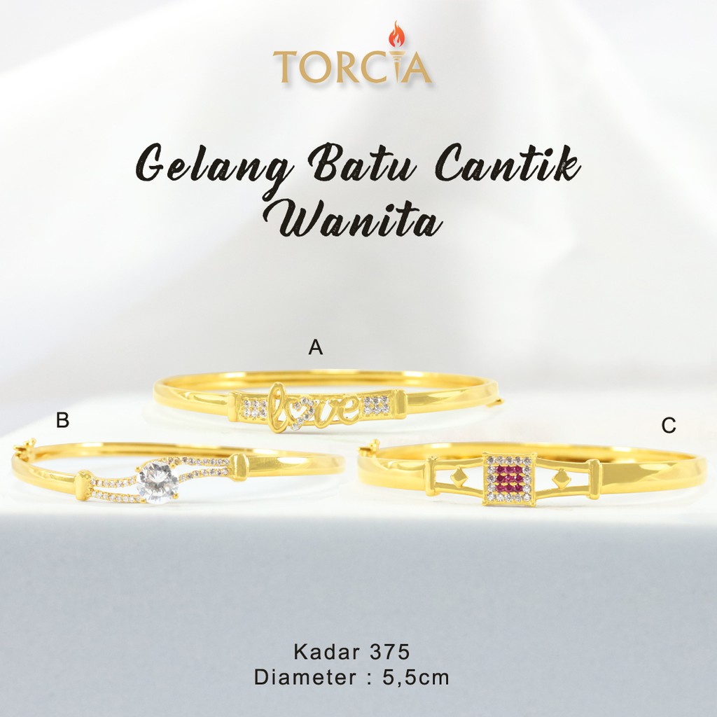 Gelang Pipa Emas Asli Dewasa Mata Kadar 375 Torcia