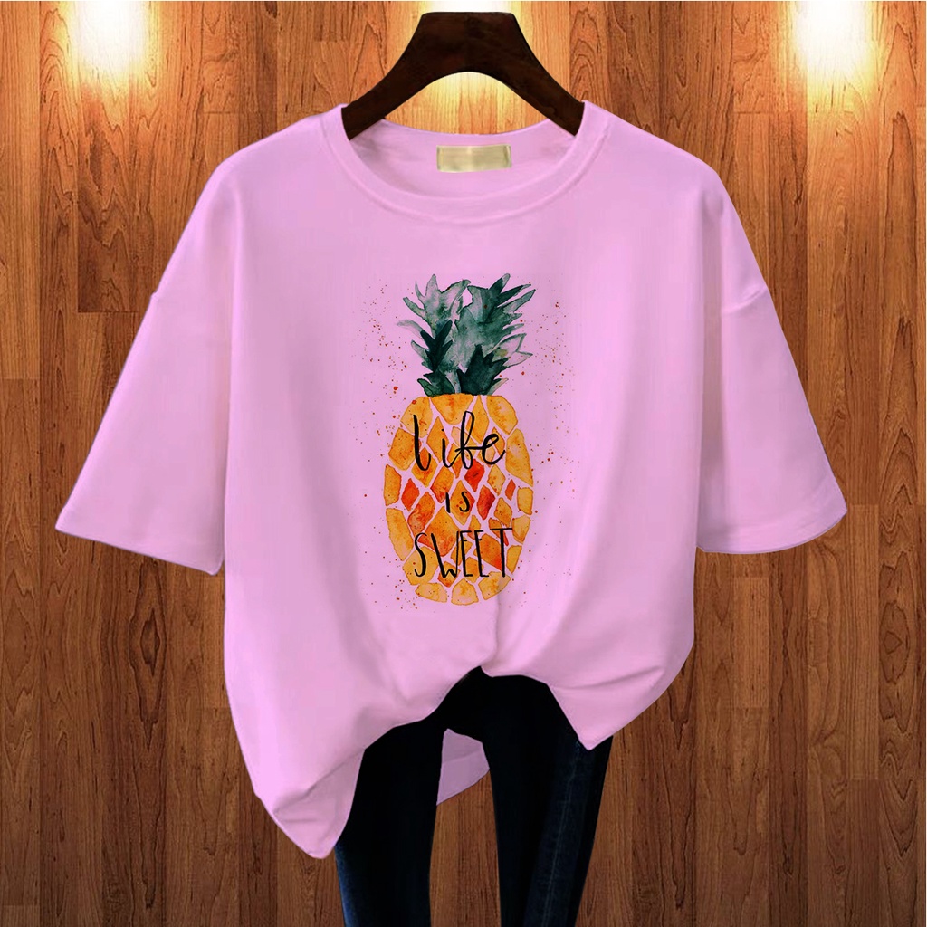 CALVIERO SHOP - BAJU KAOS ATASAN WANITA DEWASA PINEAPPLE CASUAL