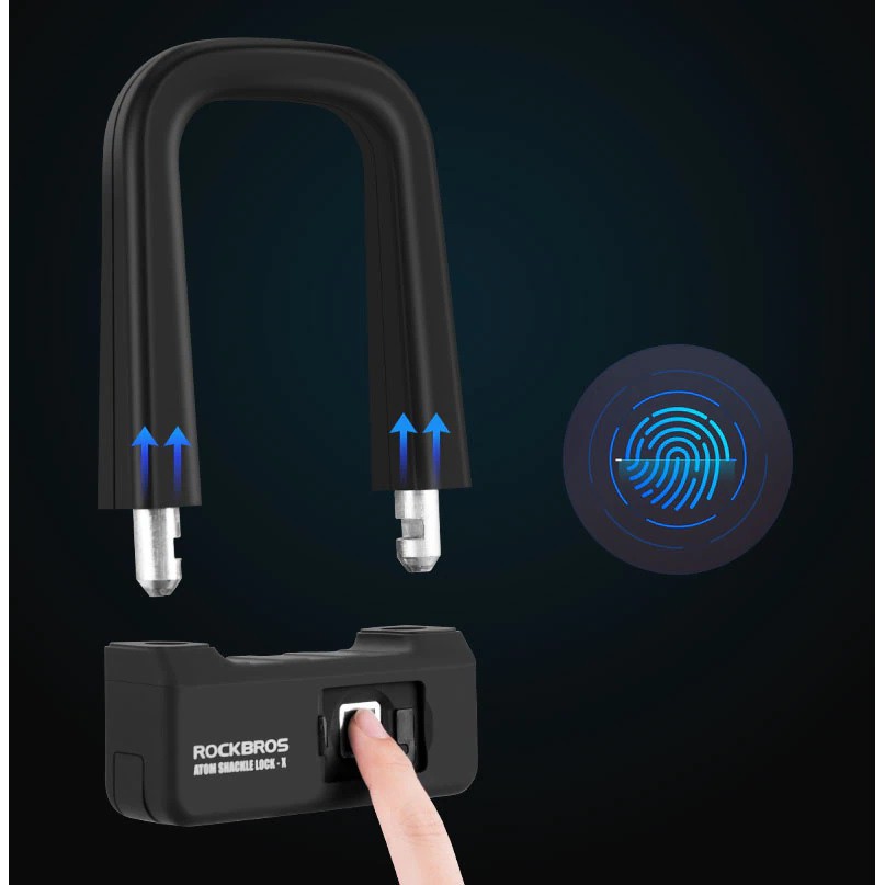 ROCKBROS Atom Shackle Lock X REGULER - Gembok Fingerprint 74x128mm