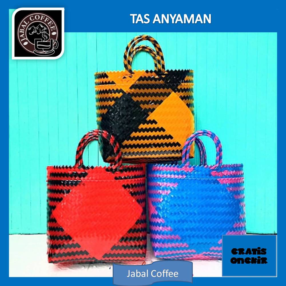 Tas Anyam Plastik Kaca Lancip Ukuran M / Tas belanja Tanggung / Tas Anyaman Kaca Lancip / Tas Berkat 03