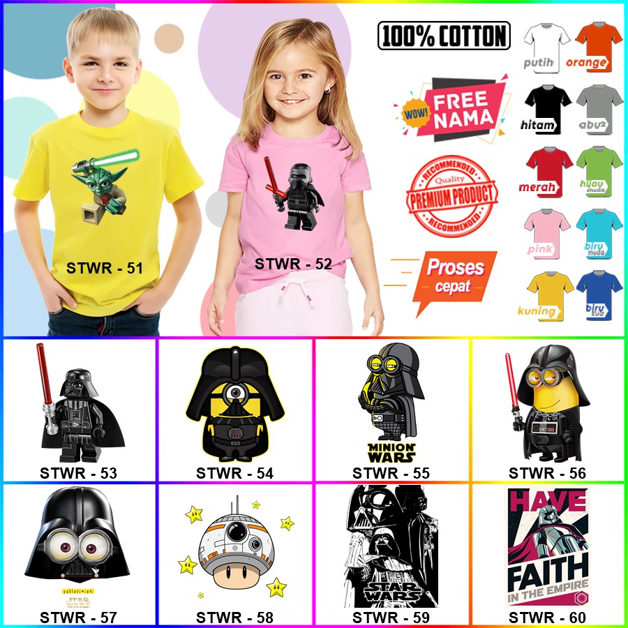 Baju Kaos ANAK DAN DEWASA STAR WARS COUPLE (FREE NAMA)