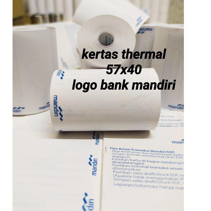 

Kertas Struk Thermal Paper Rol 58x40 57x40 logo bank mandiri coreles Termal EDC Thermal Printer Min