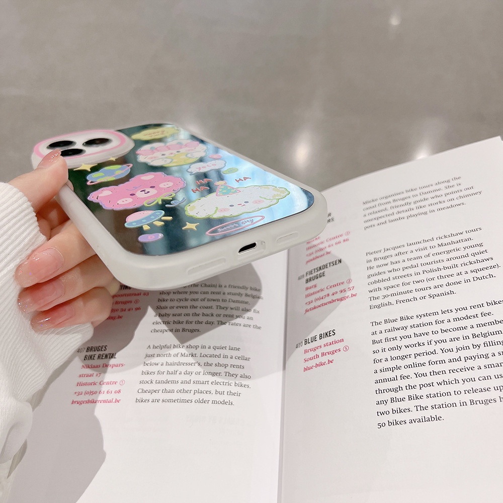 IPHONE Case Cermin Ponsel Kartun Hewan Lucu Dengan Bunga Manik-Manik Kayu Rantai Cover Untuk Untuk Untuk Iphone7 8 PLUS X XR XS 11 12 13 14 Mini PRO MAX SE 2020