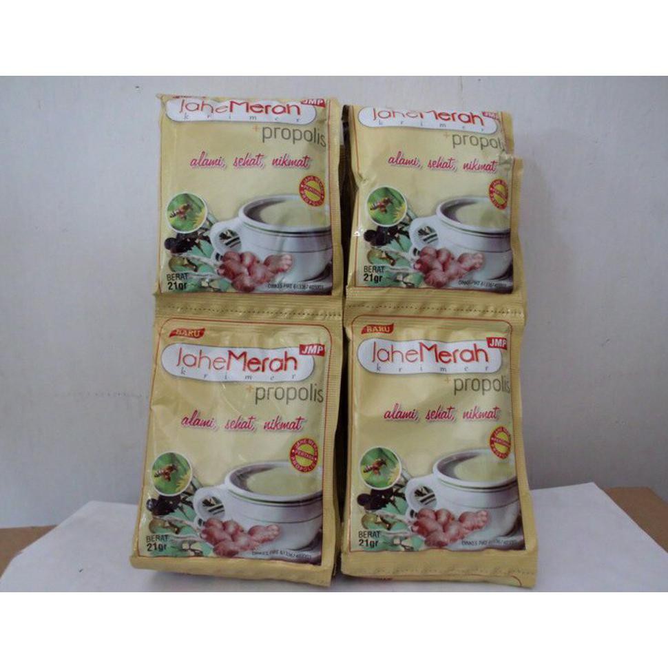 

jahe merah plus propolis dan creamer jmp 1 renceng isi 10 sacet