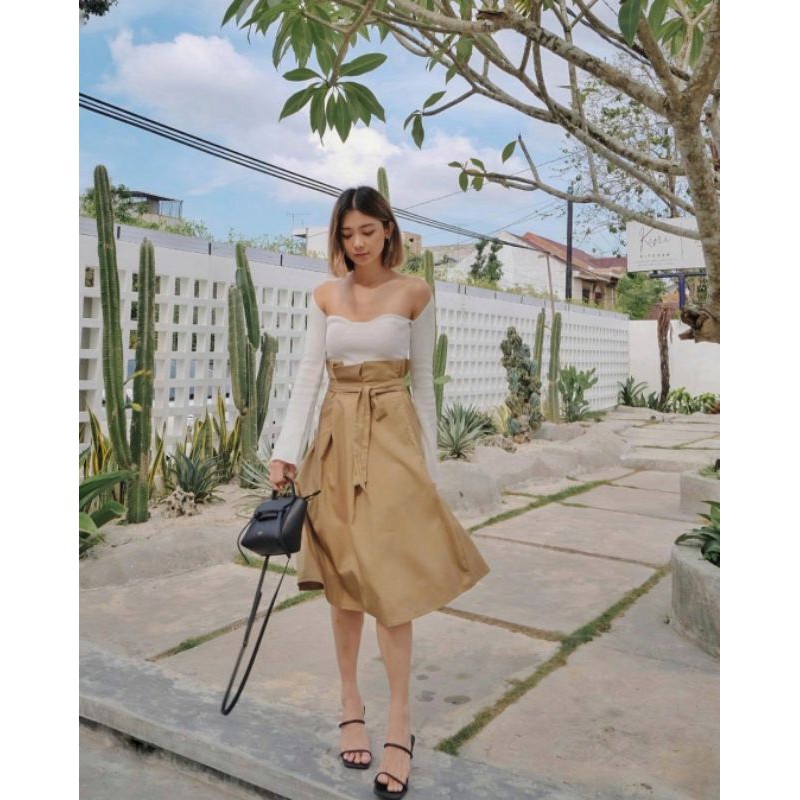 MEIGUMI Clea Skirt || Rok Midi (Sage Green) | Rok Wanita | Rok Korean Style