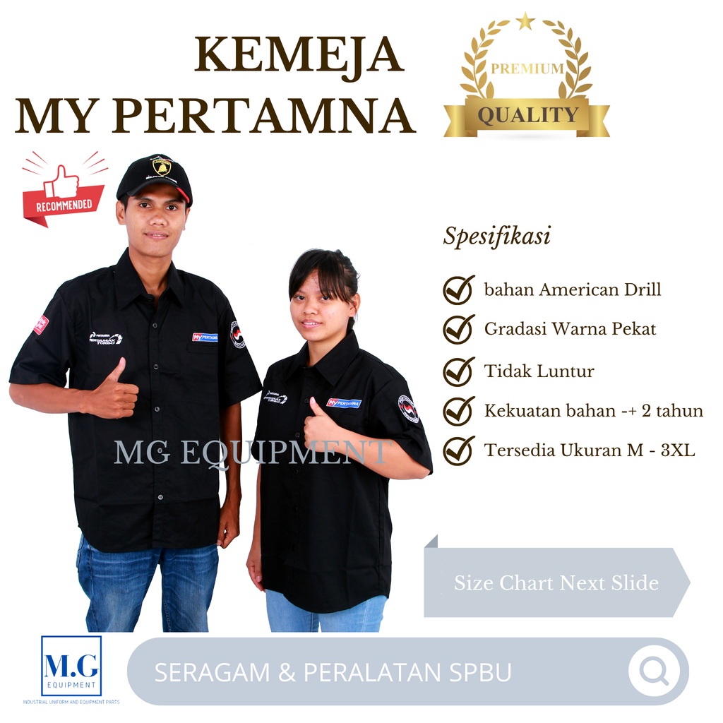 Kemeja My Pertamina Pria Wanita Bahan Venosa American Drill