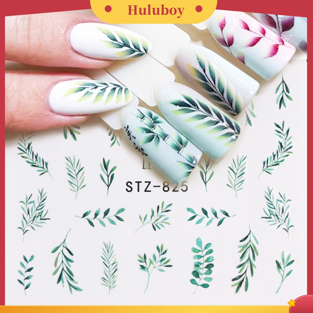 Huluboy Huluboy♡ Stiker Kuku 3D Motif Daun / Bunga Mawar / Hewan Untuk Dekorasi Manicure / Nail Art DIY