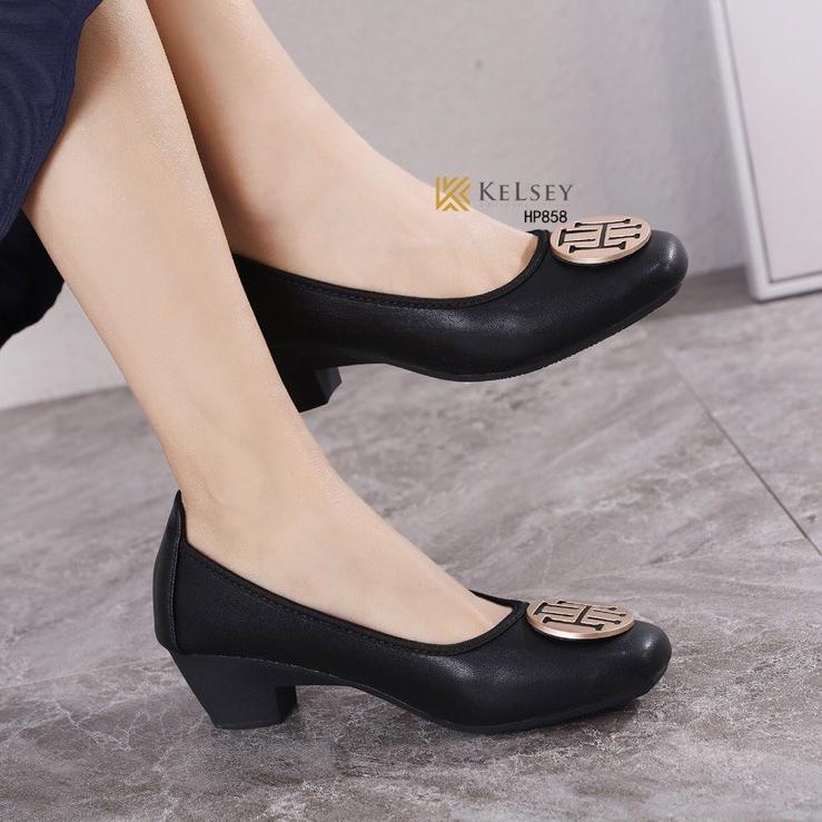"SDJ.10Jn22ᴱ" Kelsey Sepatu Heels Wanita 4,5cm / Sepatu Pantofer Wanita Kulit  HP858