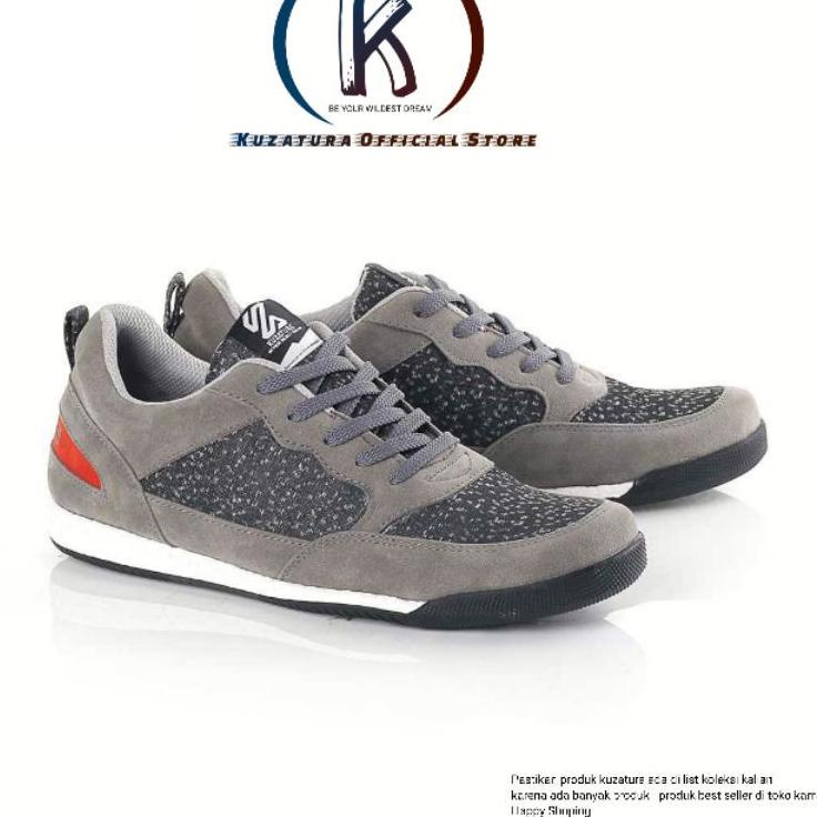 Kuzatura Original - Sepatu Casual Pria Sneakers Elegan Suede Warna Grey Abu Sepatu Kets Footwear Cow