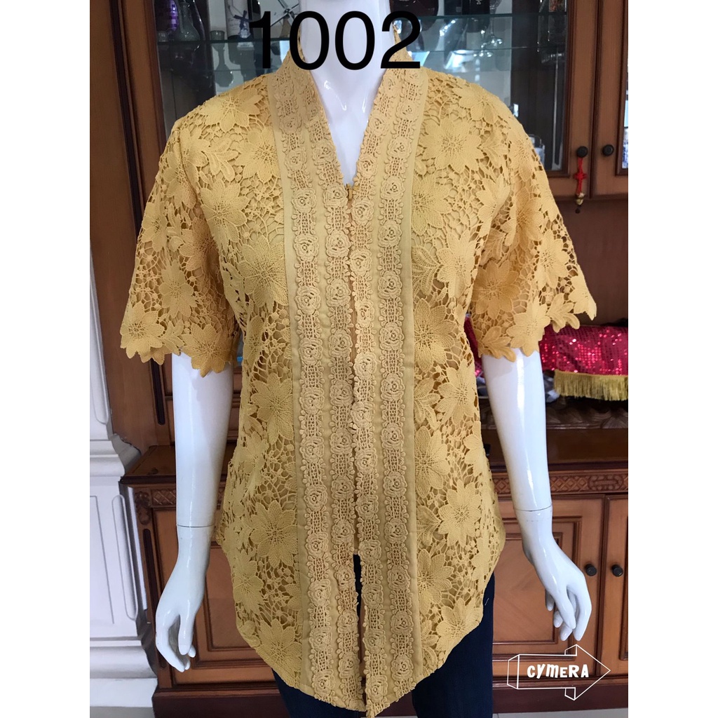 1002 kebaya brukat full depan lengan pendek alexuez pdk brukat tebal full depan