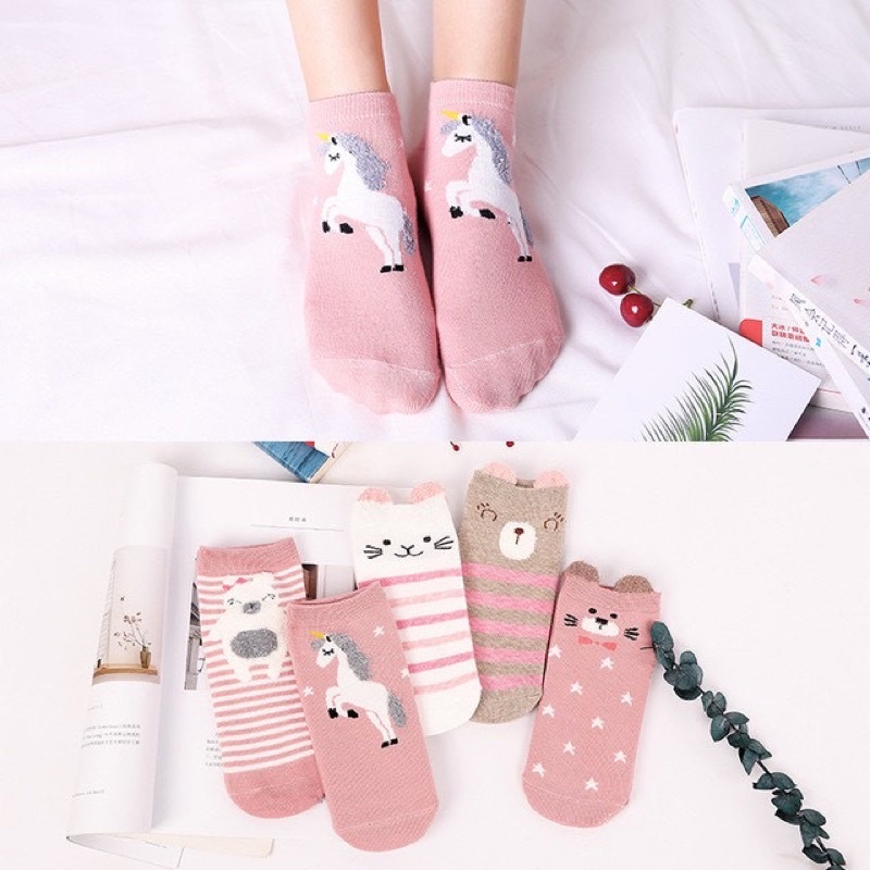 Kaos Kaki Motif Wanita Semata Kaki Fashion Korea Kaus Kaki Pendek Ankle Socks Karakter Lucu