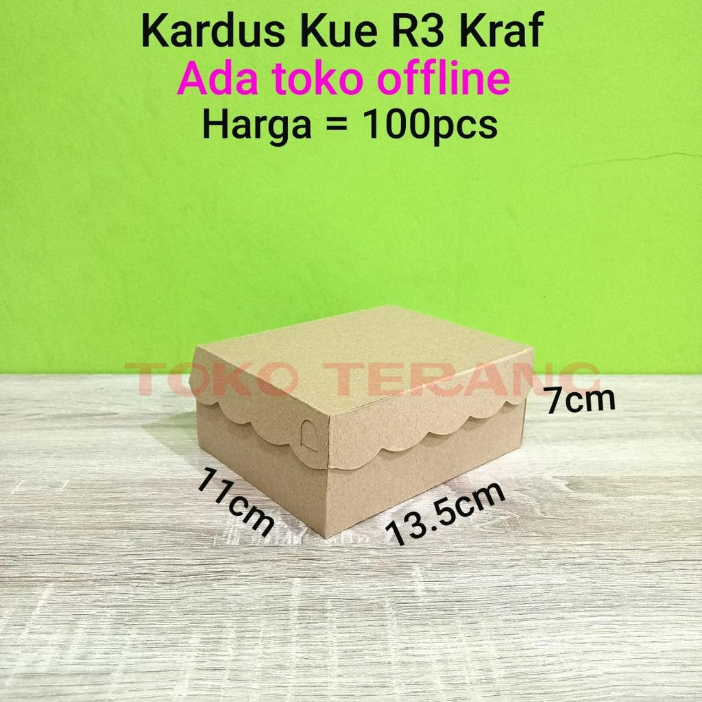 

Kardus coklat R3 kraf 13.5cm x 11cm x 7cm 310gsm kardus jajan kue coklat