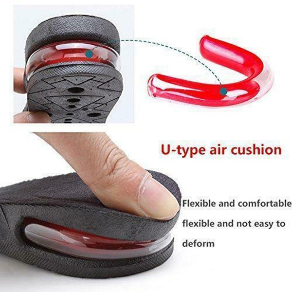 Sol dalam Sepatu PENINGGI BADAN Alat tambah tinggi badan bertambah instant tetap nyaman dengan Sistem Aliran Udara Invisible Height Increase Insole Cushion Height Lift Adjustable Cut Shoe Heel Insert Taller Support Absorbant Foot Pad