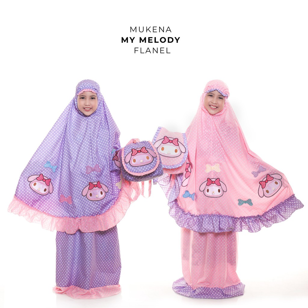 Mukena Anak Katun Flanel Dottie My Melodi + ( Tas Ransel )