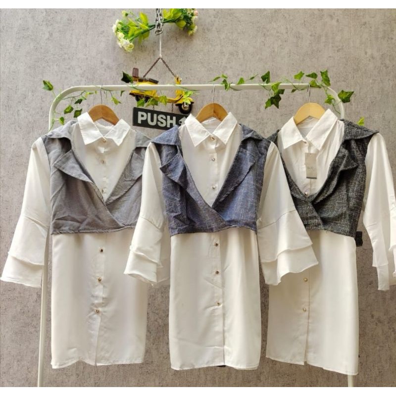 JF1604 Tunik Rompi tangan balon import