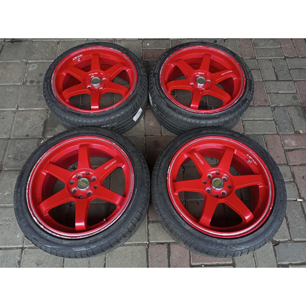 VELG MOBIL SEKEN TIPE TE37 R17X7,5 8X100/114 RED + BAN ACCELERA PHI 215-40/215-45 R17(70%)PL.SSPL