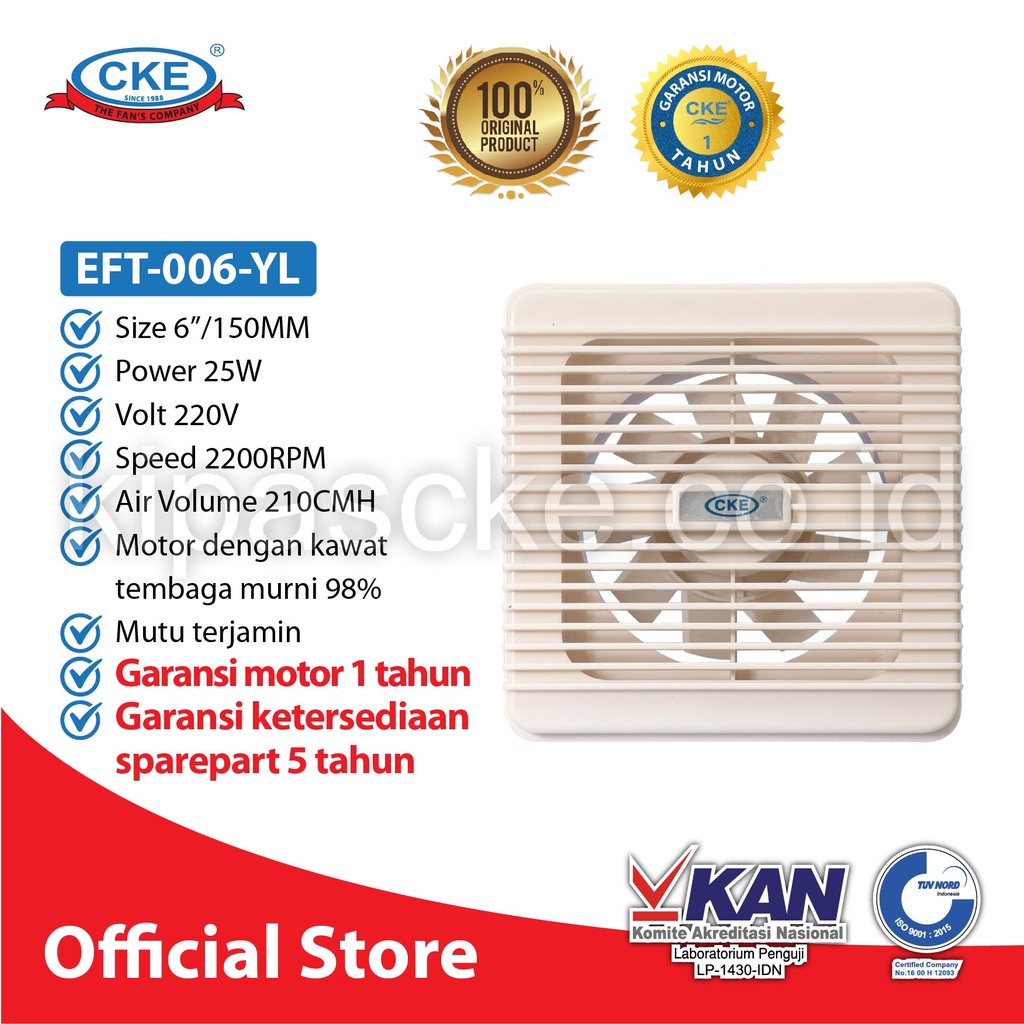 EXHAUST FAN / KIPAS PLAFON/EXHAUST PLAFON/CKE Exhaust Fan Toilet EFT-006 6 Inch Rumah Toilet Dapur E