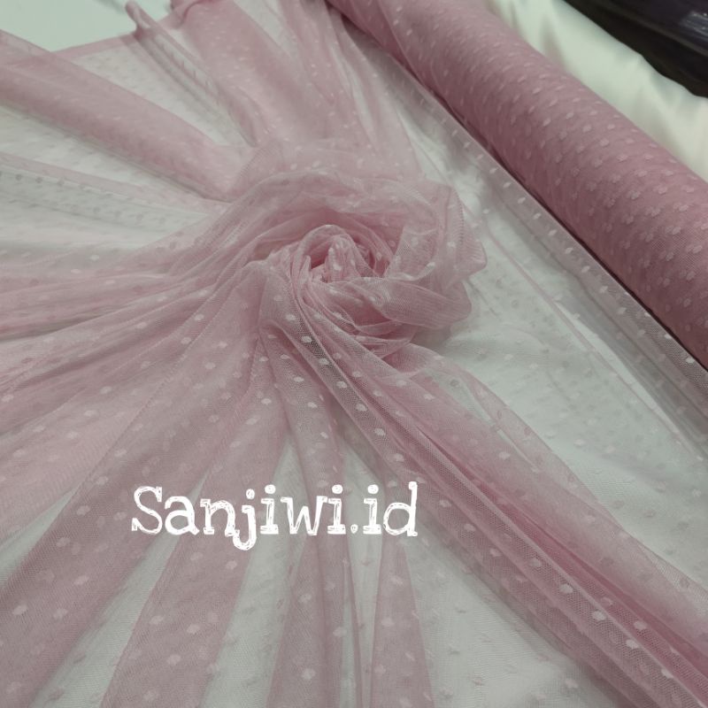 Kain Tile Polkadot/Kain Tille Dot/Soft Tulle-Baby pink