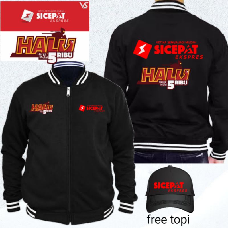 jaket baseball varsity driver sicepat dan sicepat halu free topi jaring