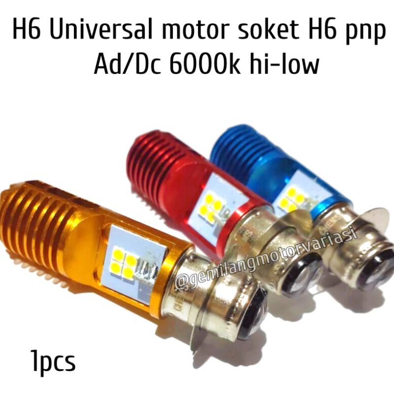 Bolam atau bholam lampu depan led hi-lo 8mata AcDC terang H6  motor bebek matic impor, bolam depan h