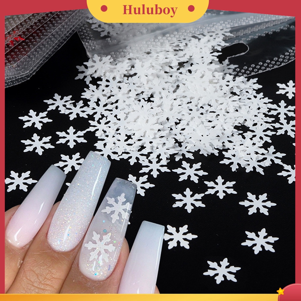 Huluboy Huluboy♡ 1 Kantong Payet Kepingan Salju Natal Untuk Dekorasi Nail Art