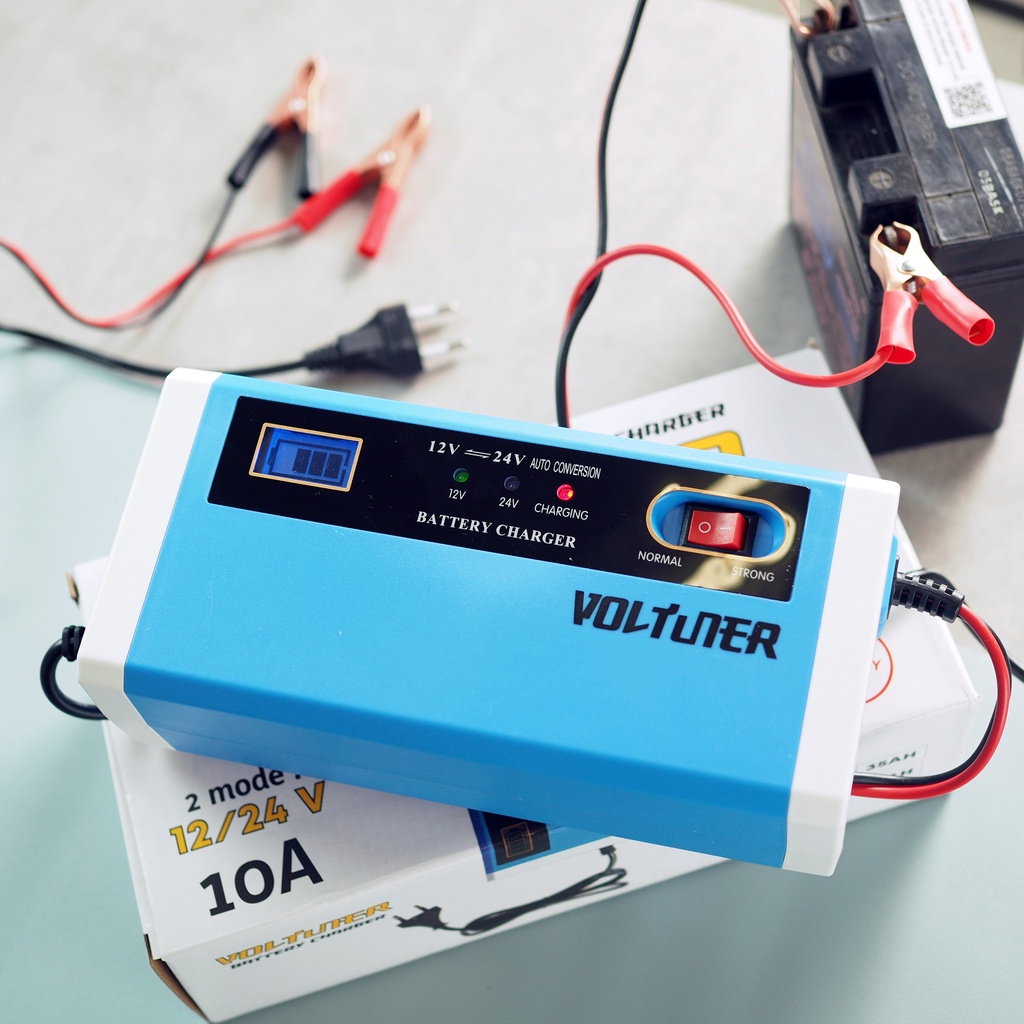 Voltuner Cas Aki Charger Aki 12 v dan 24 v 10 ampere PURE dan Original Brand