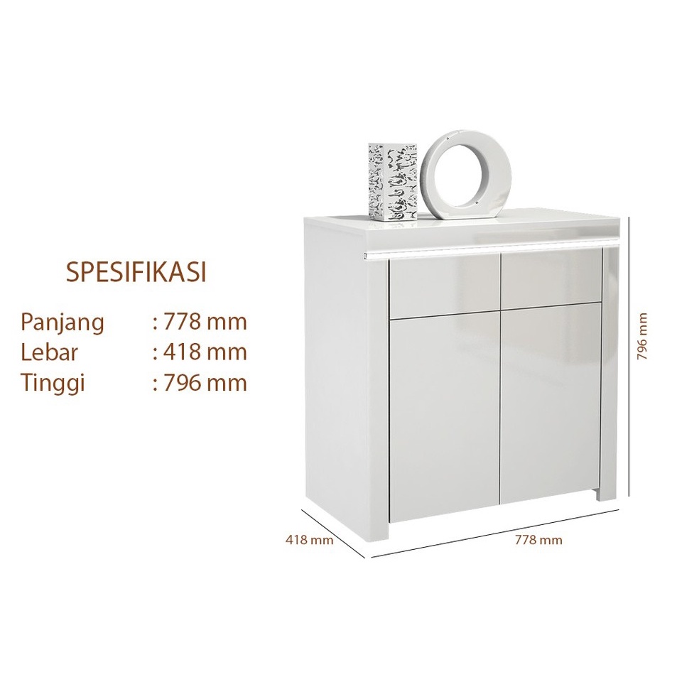 MELODY Bufet Serbaguna Atlantic Compacct Sideboard WG - Meja TV - Lemari Penyimpanan Serbaguna