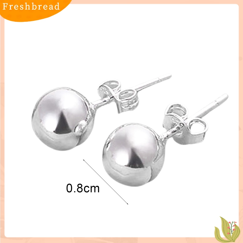 [Fresh] Anting Stud Warna Silver Bahan Stainless Steel untuk Wanita