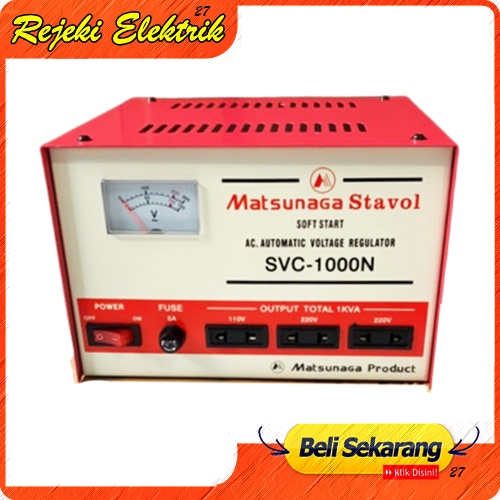 Matsunaga Stabilizer SVC-1000N Stavolt Motor Penstabil Tegangan Listrik1000 VA