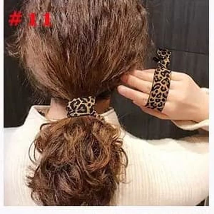 Ikat Rambut Elastis Gaya Korea Motif Leopard Mode 2