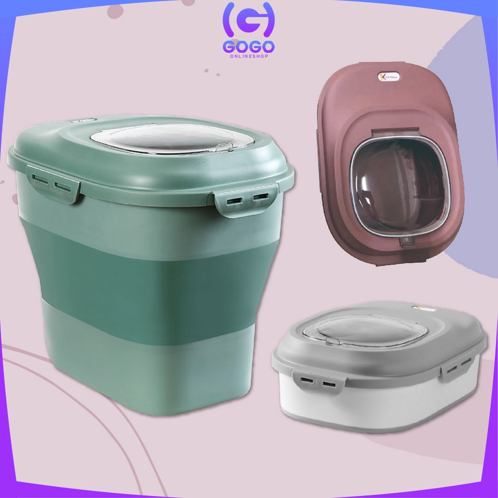 GOGO-C259 Tempat Penyimpanan Beras 25KG Foldable Rice Container Storage Dispenser Beras FREE CANGKIR