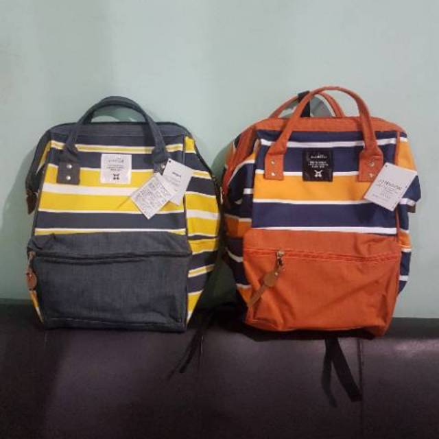 Anello Bag Backpack Stripe Unisex Tas Sekolah / Travel
