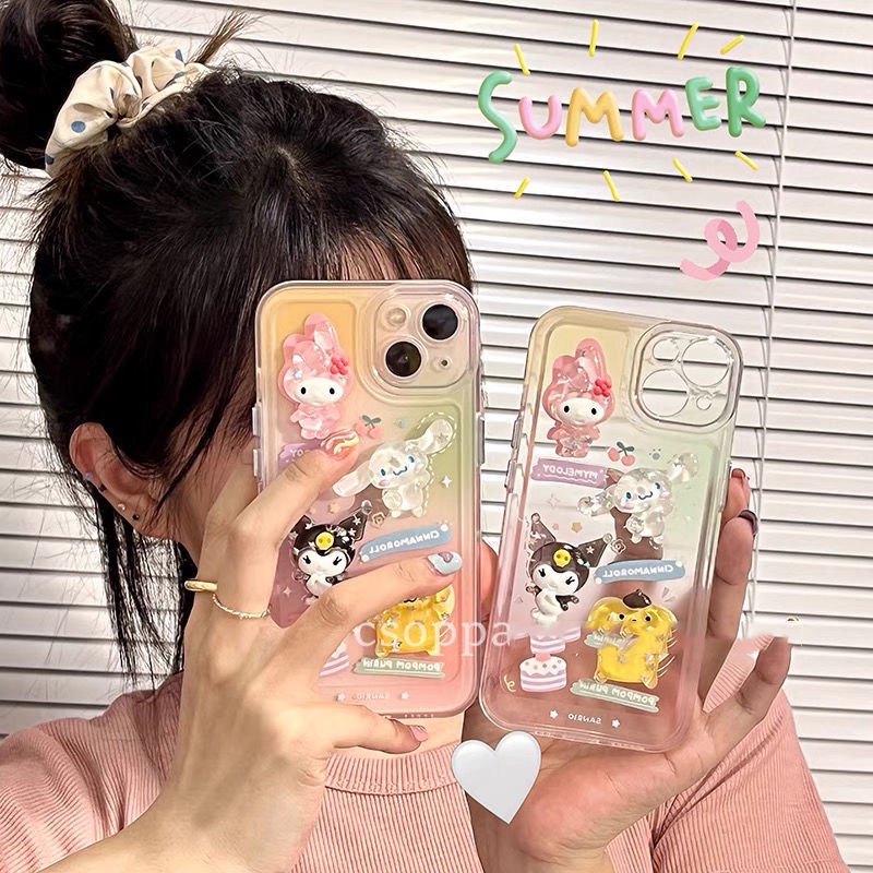 Case Desain Sanrio 3D Kuromi My Melody Cinnamoroll Untuk Iphone 11 12 13 Mini Pro Max X Xs Xr 7 8 Plus SE 2020