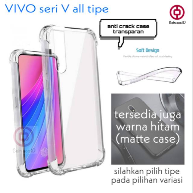 Case VIVO v15/v15 pro/v17 pro/V11 pro/V9/V7 plus/V5/V5s - jelly anticrack(bening) matte case (hitam)