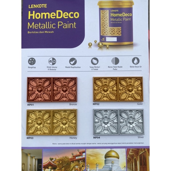 Lenkote Home Deco Metallic Paint 0,2ltr Cat metallic berkilau dan mewah