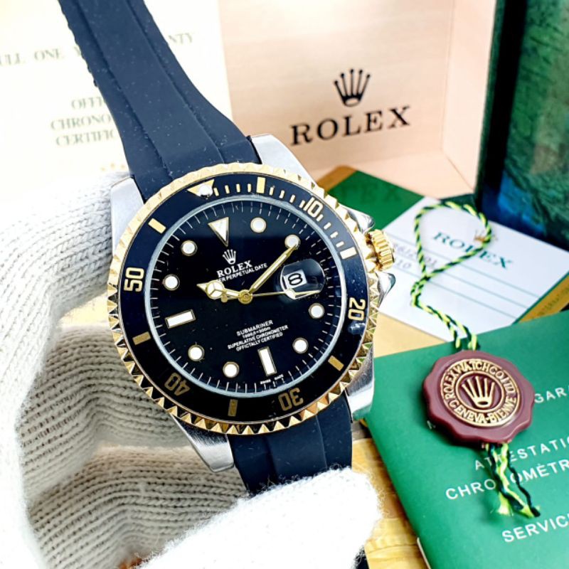 Jam Tangan Pria Rolex Date Super Tali Rubber
