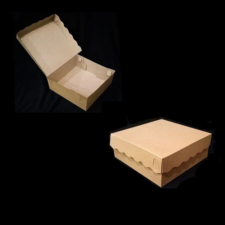 

kardus packaging hampers cake kotak kemasan snack box kue ukuran 21x21x7 cm dus tutup renda coklat polos