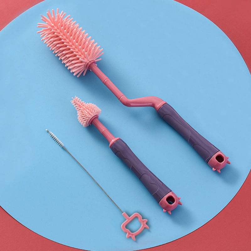 Mary 3pcs / Set Sikat Pembersih Botol Susu / Dot Bayi Dengan Gagang Putar