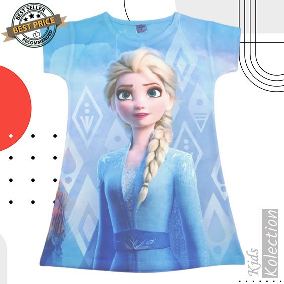 Baju Anak Kartun Frozen / Dress Anak Perempuan/Cewek bahan scuba lembut / Daster anak / pakaian anak