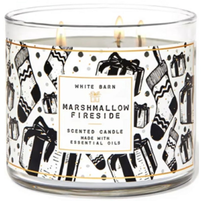 BATH &amp; BODY WORKS BBW MARSHMALLOW FIRESIDE 3-WICK SCENTED CANDLE 411 g