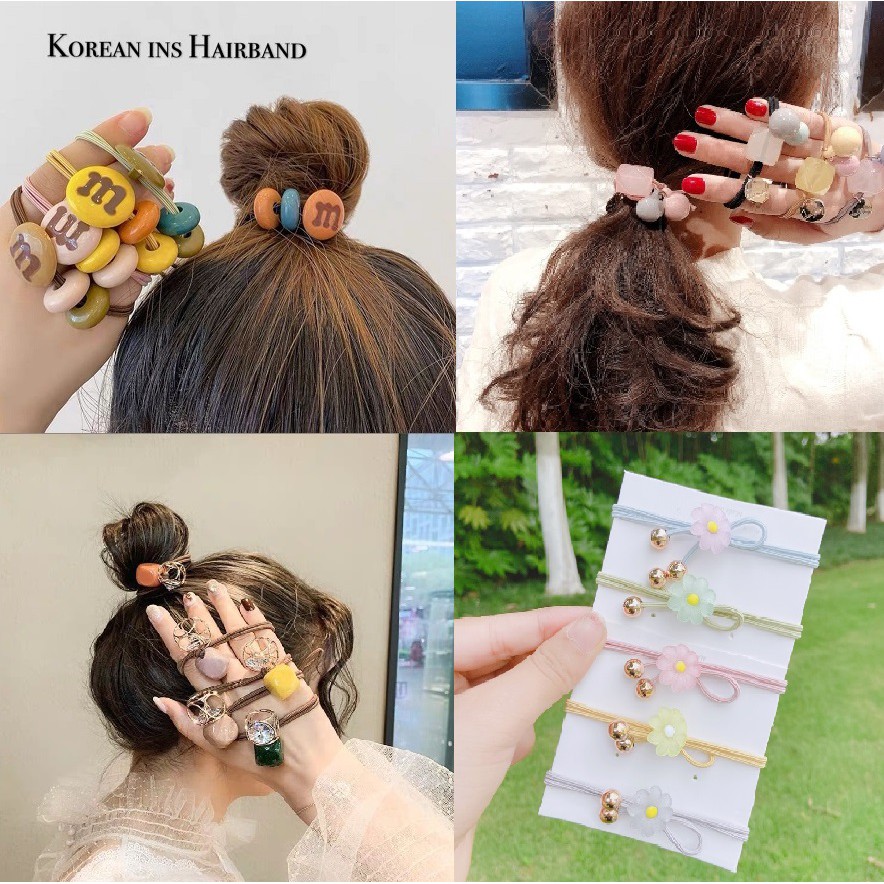 Karet Ikat Rambut TRENDY Mutiara Akrilik Gaya Korea Import Murah Fashion Wanita Hairband Hair Rope