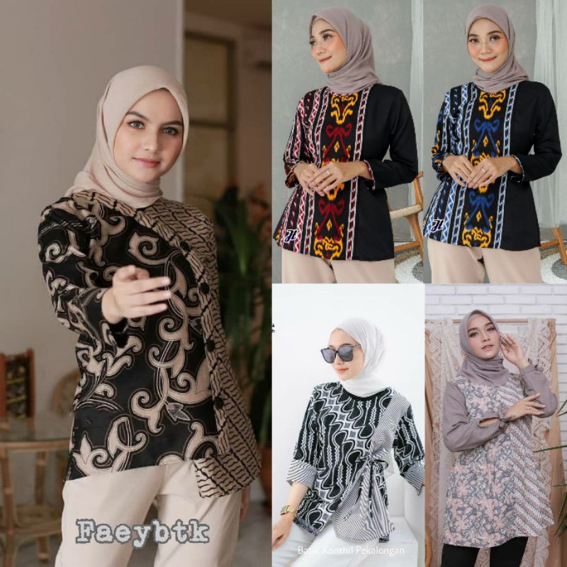 tey-17 Batik wanita ASJ SA HRB026 Kenongo Kemeja Tosca Pendek