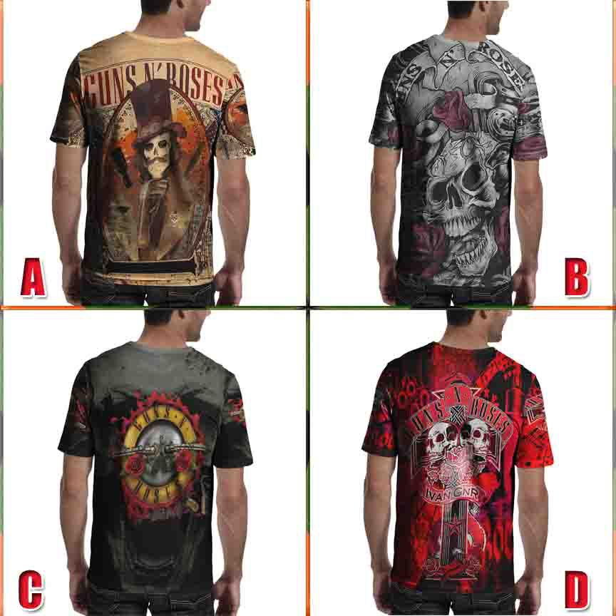 Casual Tshirt Guns N Roses Band Legend Kaos Fullprint