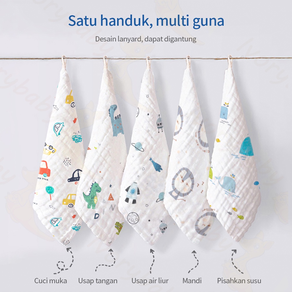 Ivorybaby Multifungsi sapu tangan bayi enam lapis kain kasa sleber air liur bayi